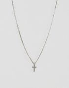 Icon Brand Mini Cross Pendant Necklace In Antique Silver - Silver