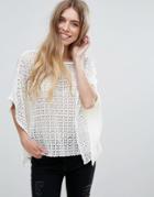 Only Amya Knit Poncho Sweater - White