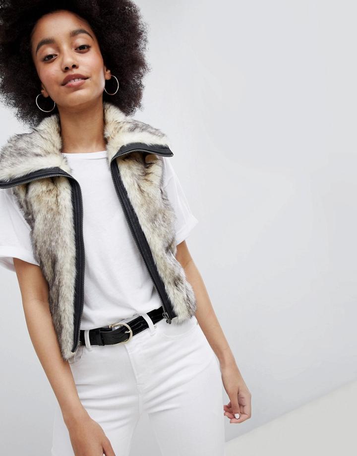 Urban Bliss Cropped Fur Vest-cream