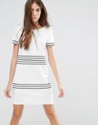 Vila Contrast Stripe Shift Dress - White Base
