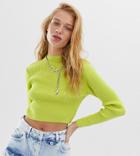 Collusion Cropped Rib Sweater With High Neck