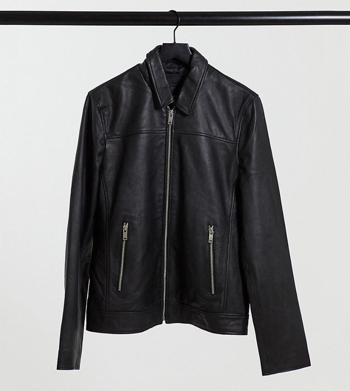 Bolongaro Trevor Tall Slim Fit Leather Jacket-black