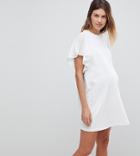 Asos Maternity T-shirt Dress With Broderie Sleeves - White