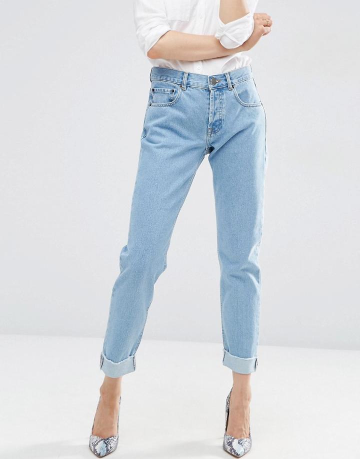 Asos Carrot Boyfriend Jeans In Bleach Wash - Blue