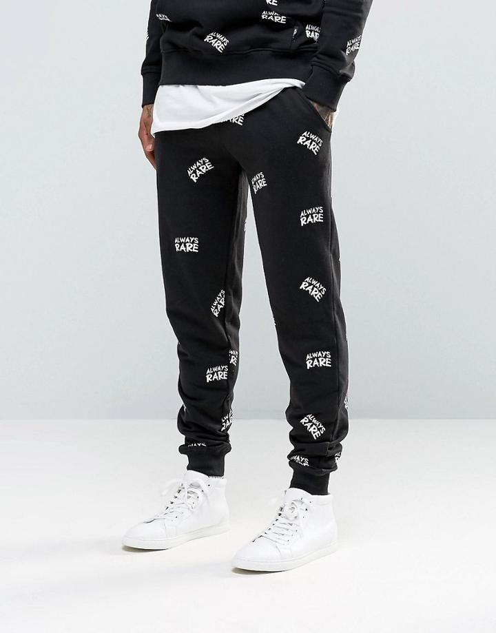 Heros Heroine Skinny Joggers With All Over Print - Black