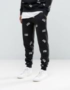 Heros Heroine Skinny Joggers With All Over Print - Black