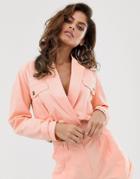 Asos Design Washed Pink Linen Cropped Suit Blazer - Pink