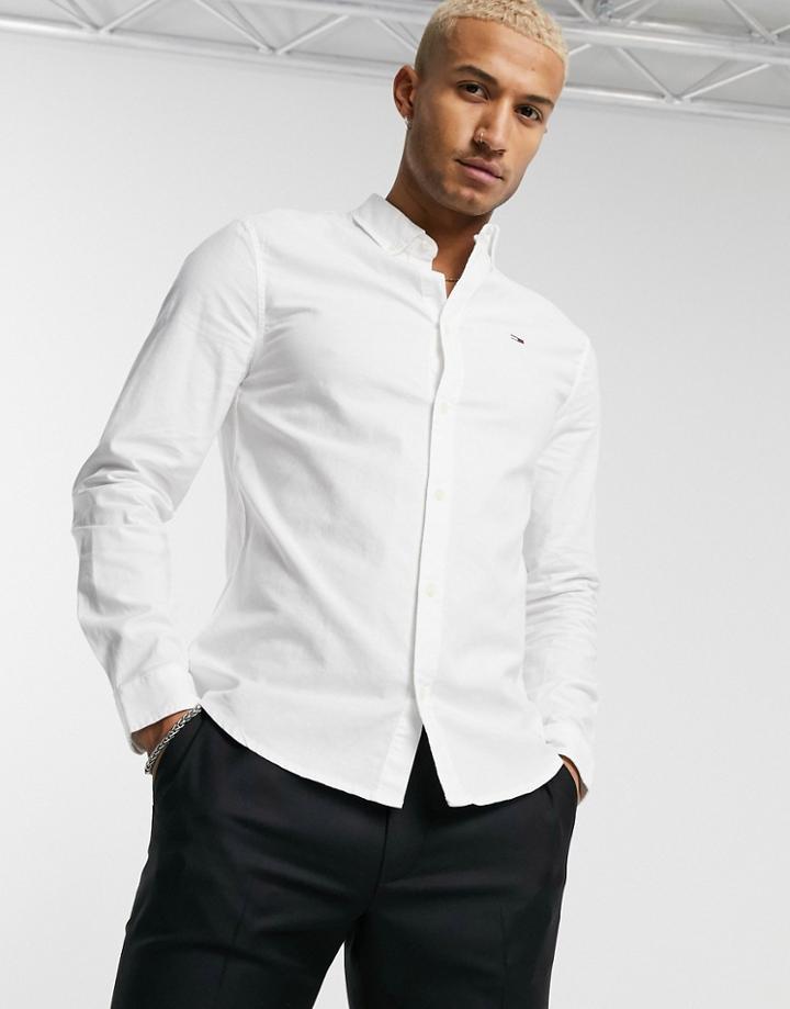 Tommy Jeans Slim Fit Oxford Shirt In White