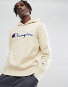 Champion Hoodie With Script Logo In Stone - Stone
