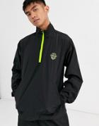 Entente Nylon Jacket In Black With Neon Half Zip