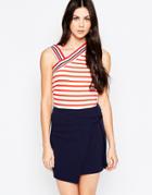 See By Chloe Stripes Vest Top With Asymmetric Shoulder - Red