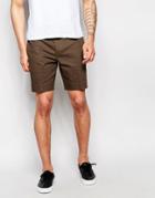 Asos Skinny Chino Shorts In Khaki Brown - Brown