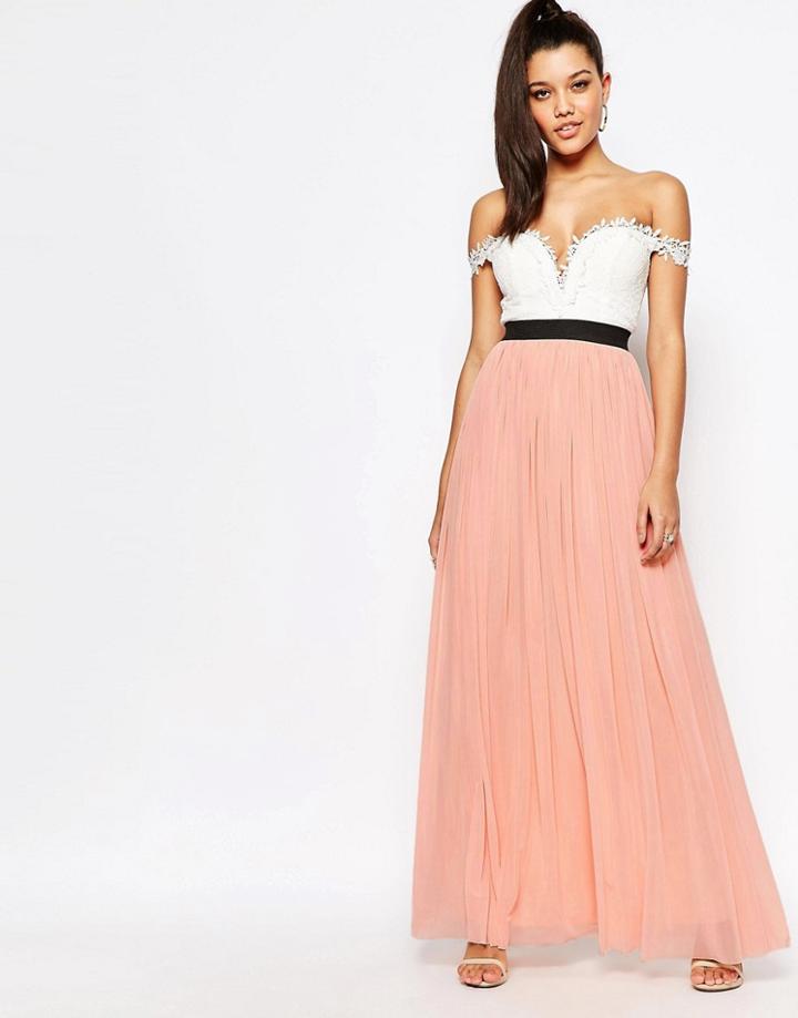Rare London Floral Top Maxi Dress - Pink