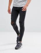Kings Will Dream Super Skinny Jeans In Black With Distressing - Black