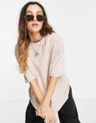 Asos Design Oversized T-shirt With Seam Detail In Washed Tan-neutral