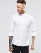 Noose & Monkey Skinny Shirt With Curve Collar With Stretch - White
