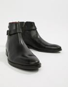 Base London Fern Chelsea Buckle Boots In Black - Black