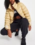 Adidas Itavic Padded Jacket With Logo In Beige-brown