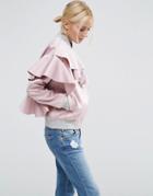 Asos Ruffle Bomber - Pink