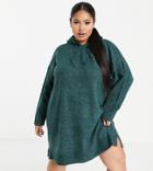 Vero Moda Curve Knitted Hoodie Dress In Dark Green