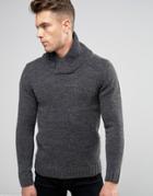 Blend Slim Shawl Knit Sweater Charcoal - Gray