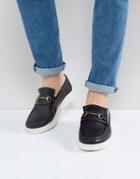 Asos Loafers In Black Leather With White Sole And Snaffle - Black