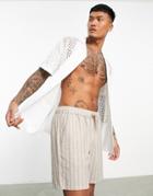 Asos Design Relaxed Shirt With Broiderie Panels In White
