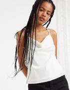 Topshop Cowl Neck Cami Top In Ivory-white