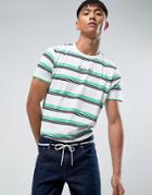 Asos Stripe T-shirt With Etoile 83 Print - White