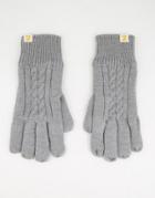 Farah Logo Cable Knit Gloves In Gray