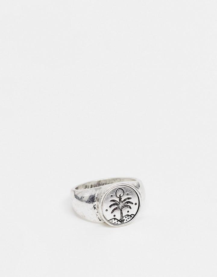 Classics 77 Signet Ring In Silver With Palm Tree Engraving