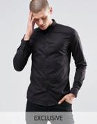 Only & Sons Skinny Shirt With Curve Collar With Stretch - Black