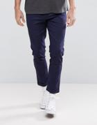 Boohooman Tapered Fit Chinos In Navy - Navy