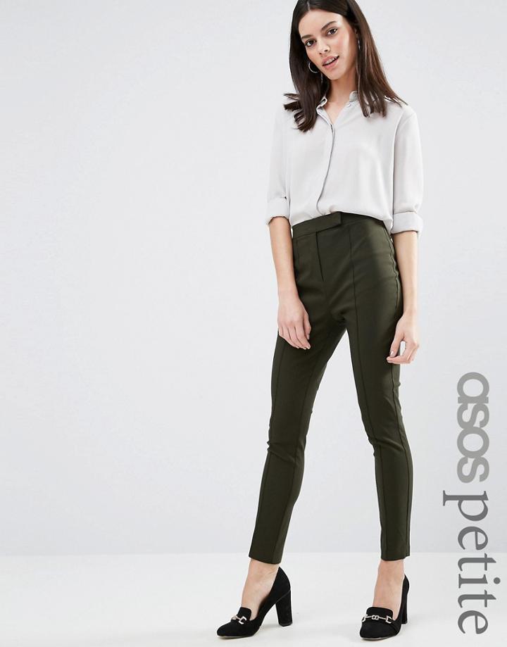Asos Petite High Waist Pants In Skinny Fit - Green