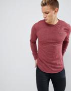 Hollister Icon Logo Long Sleeve Top In Burgundy Marl - Red