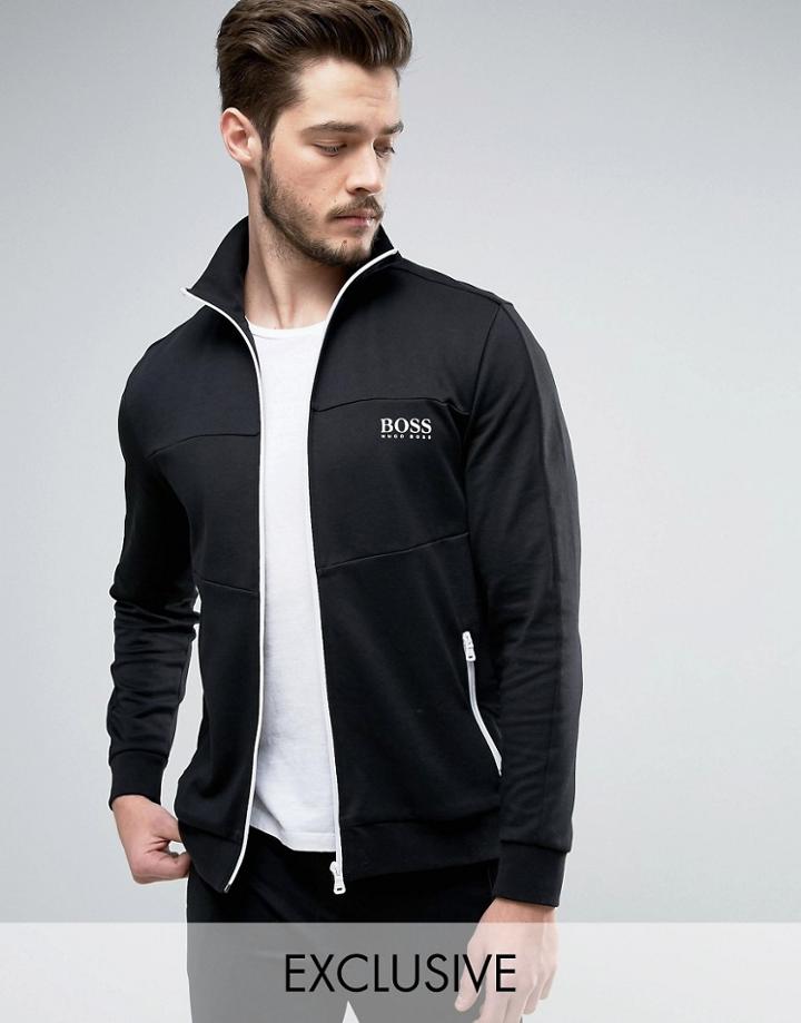 Boss Black By Hugo Boss Zip Thru Sweat Top With Logo - Black