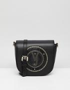 Versace Jeans Embossed Logo Saddle Crossbody Bag - Black