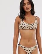 Rip Curl Roam Free Reversible Crop Bikini Top In Animal - Tan