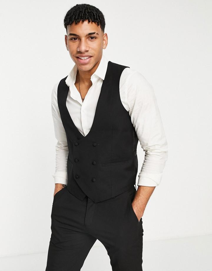 Devils Advocate Skinny Fit Tuxedo Vest-black