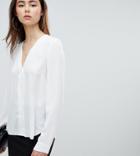 Asos Design Tall V Neck Blouse - White