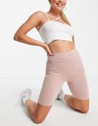 Miss Selfridge Mink Organic Cotton Legging Shorts-brown