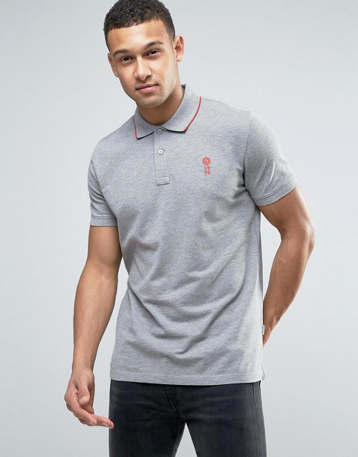 Jack & Jones Core Short Sleeve Polo Shirt With Contrast Tipping - Gray