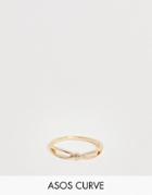 Asos Design Curve Thumb Ring In Knotted Cross Twist Design In Gold - Gold