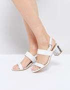 Aldo Brandey White Mid Metallic Heel Sandals - White