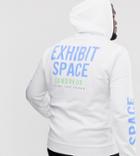 Asos Design Plus Hoodie With Back & Arm Exhibit Space Print-white