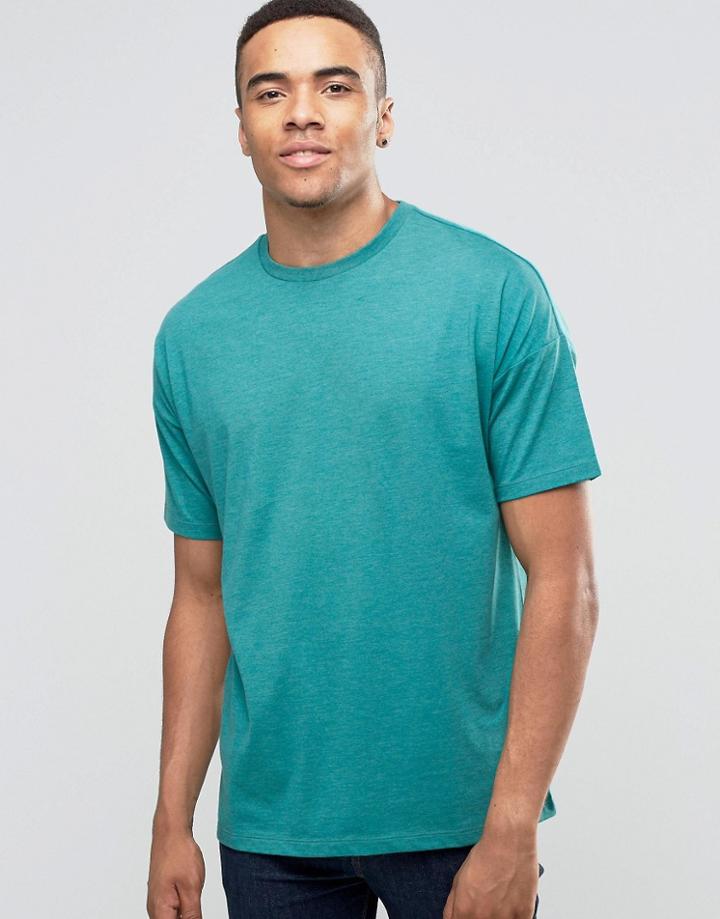 Asos Oversized T-shirt In Teal Marl - Greenblue Slate Marl