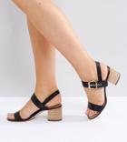 Dune London Wide Fit Jany Leather Block Heel Buckle Sandals - Black