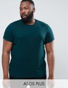 Asos Plus T-shirt With Roll Sleeve - Green