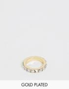 Asos Design Premium Gold Plated Eternity Band Ring With Swarovski Crystals - Gold