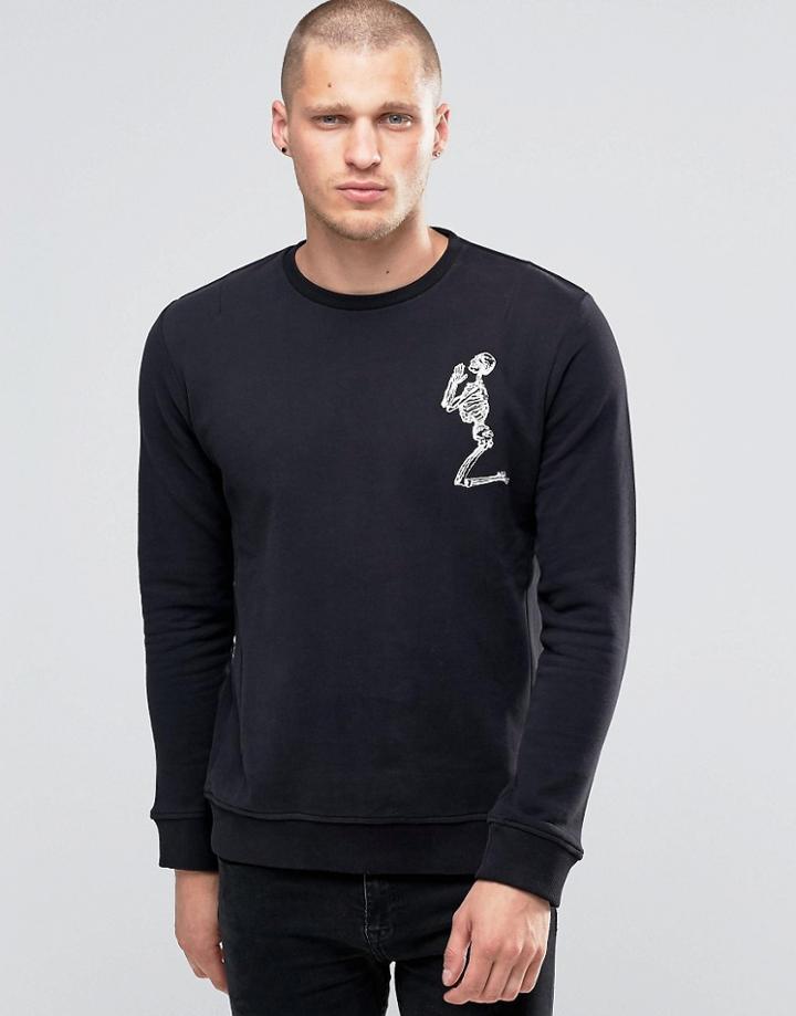 Religion Big Skeleton Crew Neck Sweat - Black